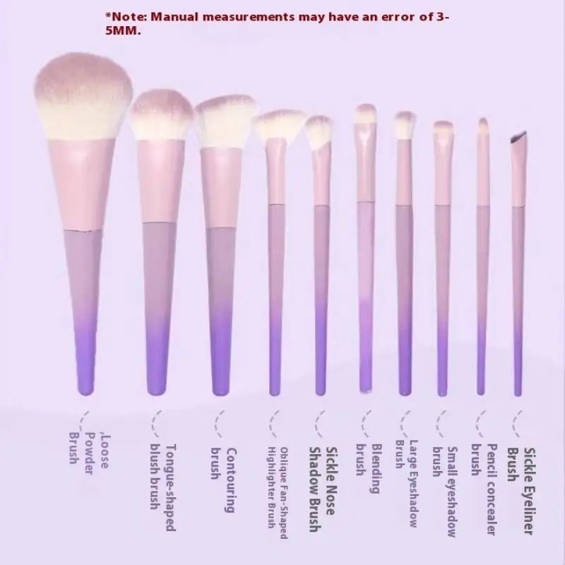 10-teiliges lila Make-up-Pinsel-Set, loser Puderpinsel, Lidschattenpinsel, komplettes Set Beauty Tools Concealer-Pinsel