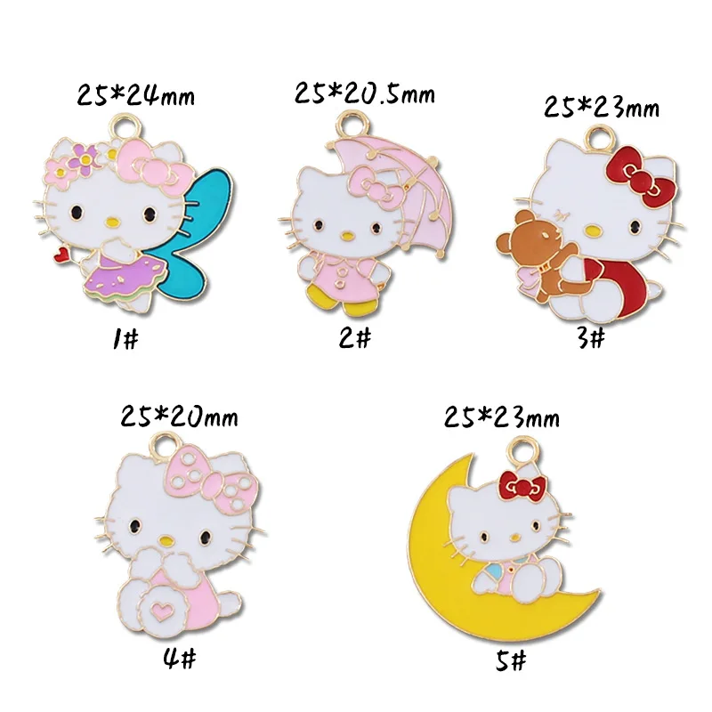 Y2K HelloKittys DIY Jewelry Accessories Cartoon Materials for Hair Accessories Bracelets Earrings and Pendants Drip Oil Alloy