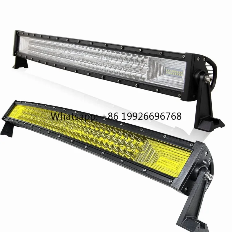 

White or Yellow 32 Inch Curved 3-Row LED Fog Light Bar Offroad for Jeep 4x4 Truck