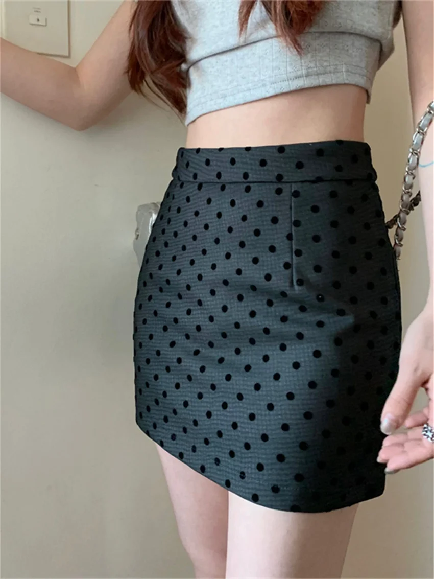 

PLAMTEE A-Line Bodycon Mini Skirts Summer Women Polka Dots Slim New Chic 2024 Office Lady Streetwear Mujer High Waist Casual