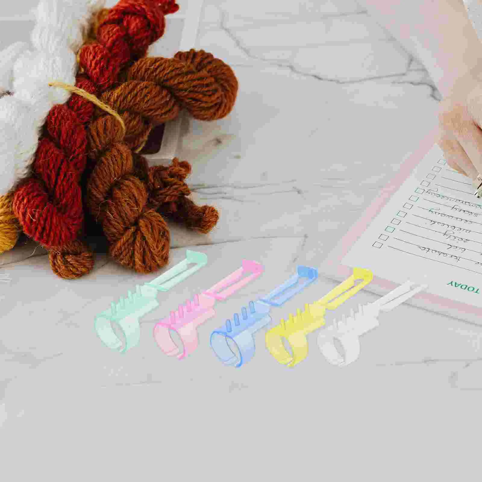 10 Pcs Sweater Wire Guide Crochet Loops Rings Winder Tool Braided Kit Yarn Finger Knitting Plastic Accessories