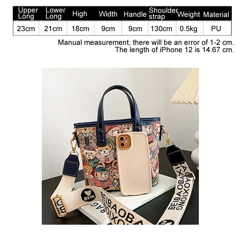 BeiBaoBao Brand Bear print luxury designer handbags for women shoulder hand Bag women 2023 trend totes crossbody bag for women