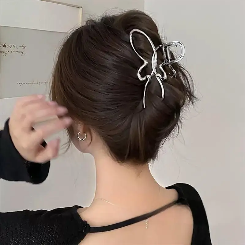 Nachahmung Metall Silber Hochwertige Große Kopf Clip Haar Zubehör Für Frauen – Detail 3