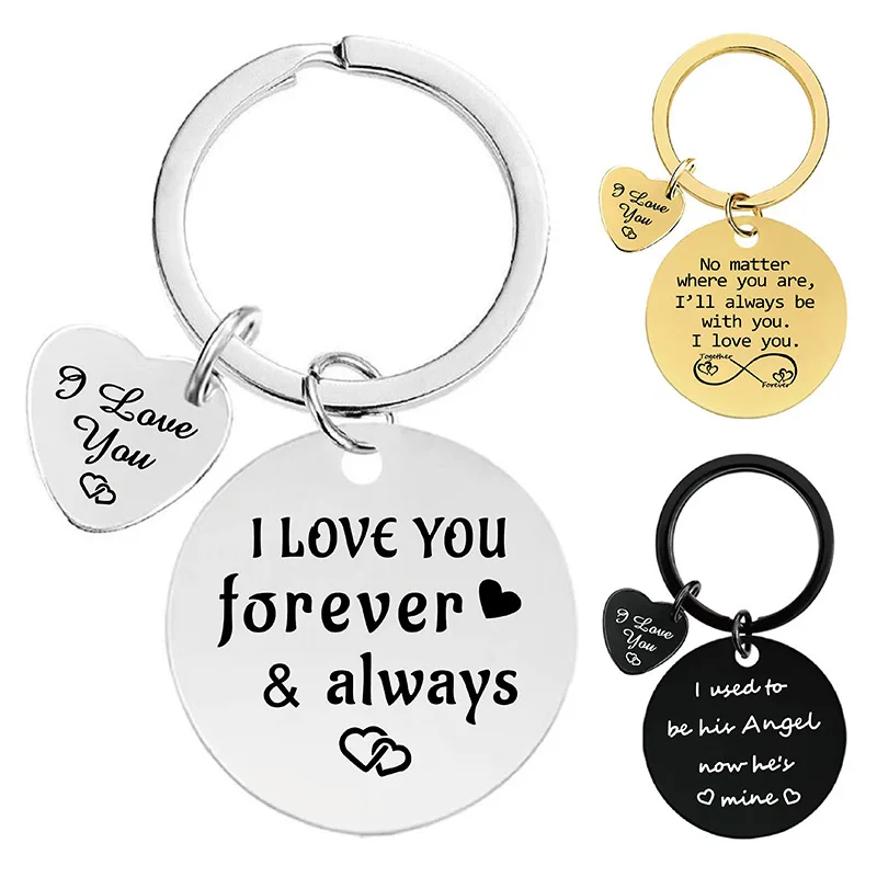 Customized Stainless Steel Keychain Love Couple Keyring Birthday Valentines Day Keychain DIY Jewelry Gifts Wholesale