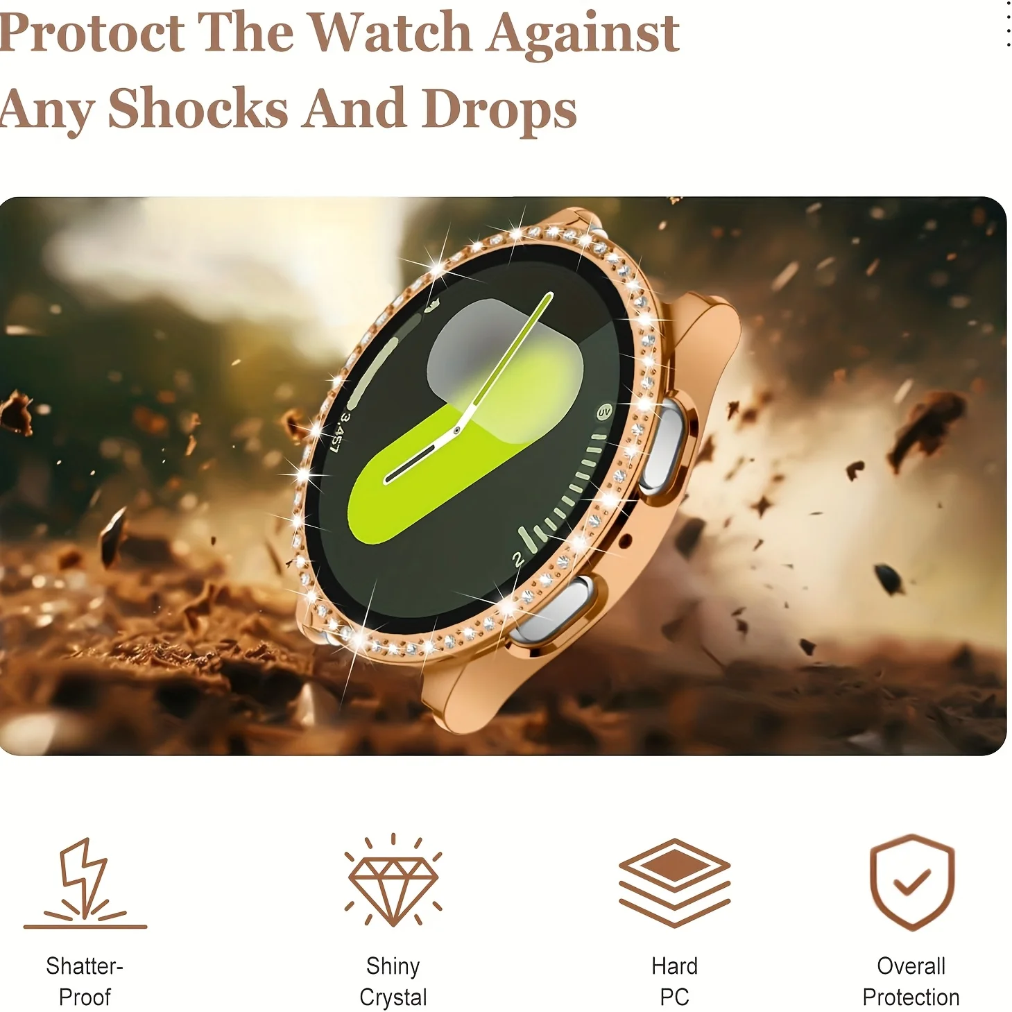 Bling watch Case for Samsung Galaxy Watch7 6 5 4 40mm 44mm Diamond-inlaid hollowed PC protective case Lightweight and drop-proof