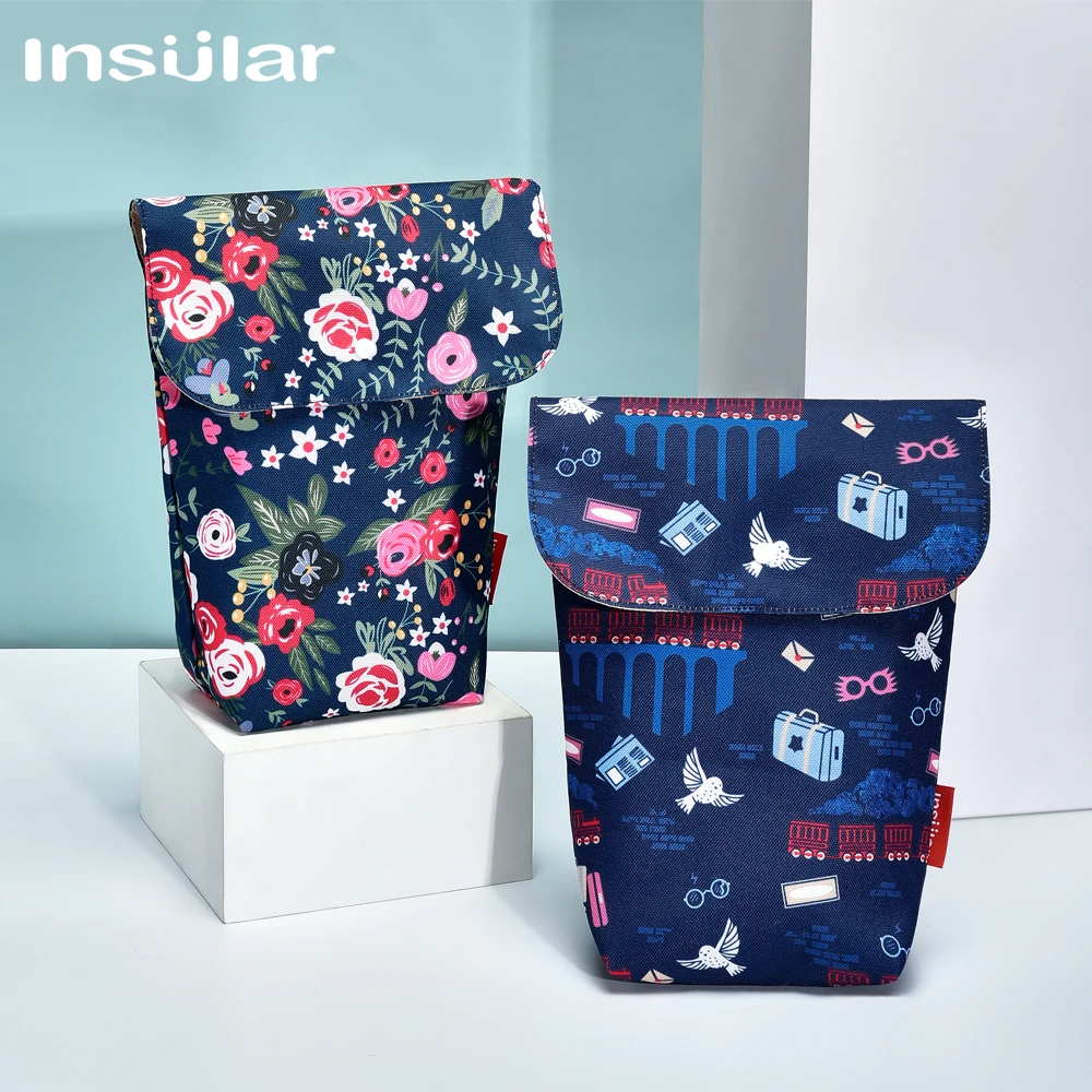 Insular Cloth Diaper Storage Bag Multifunctional Reusable Waterproof Printed Portable Large Capacity Nappy Storage Bag