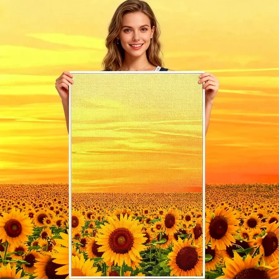 

2026 New style Sunflowers Printed Cross Stitch Complete Kit Embroidery Handicraft Knitting Hobby Handiwork Floss Counted Gift