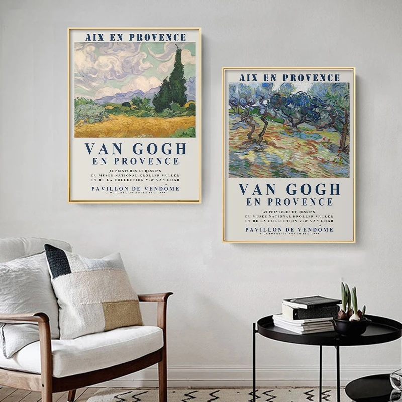 Van Gogh Exhibition Posters and Prints Wheat Field with Cypresses Canvas Painting Van Gogh Art Poster for Living Room Home Decor