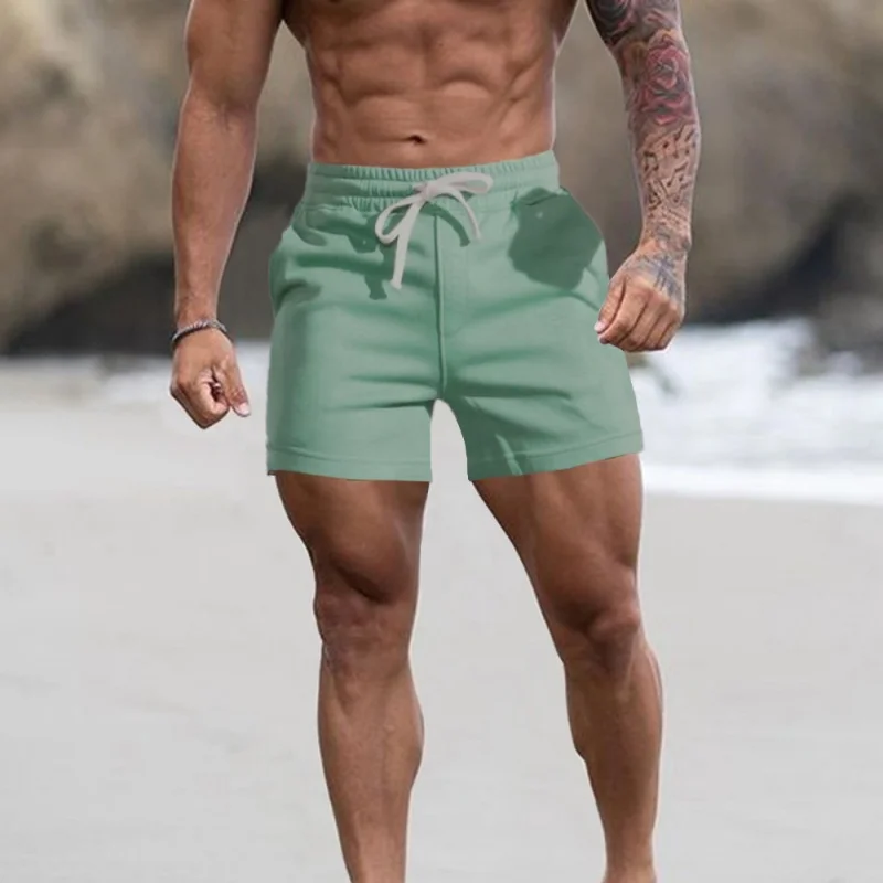 

Летние мужские дышащие повседневные шорты для спортзала, эластичные хлопковые шорты для бега, мужские спортивные баскетбольные шорты, синие пляжные шорты, мужская одежда