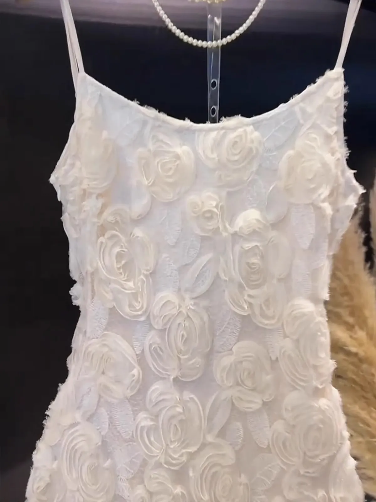 Ele Lace Strap Dr mujer verano 2025 nuevo diseño pequeño sentido largo Dr Tee-dimensional decoración floral cintura a