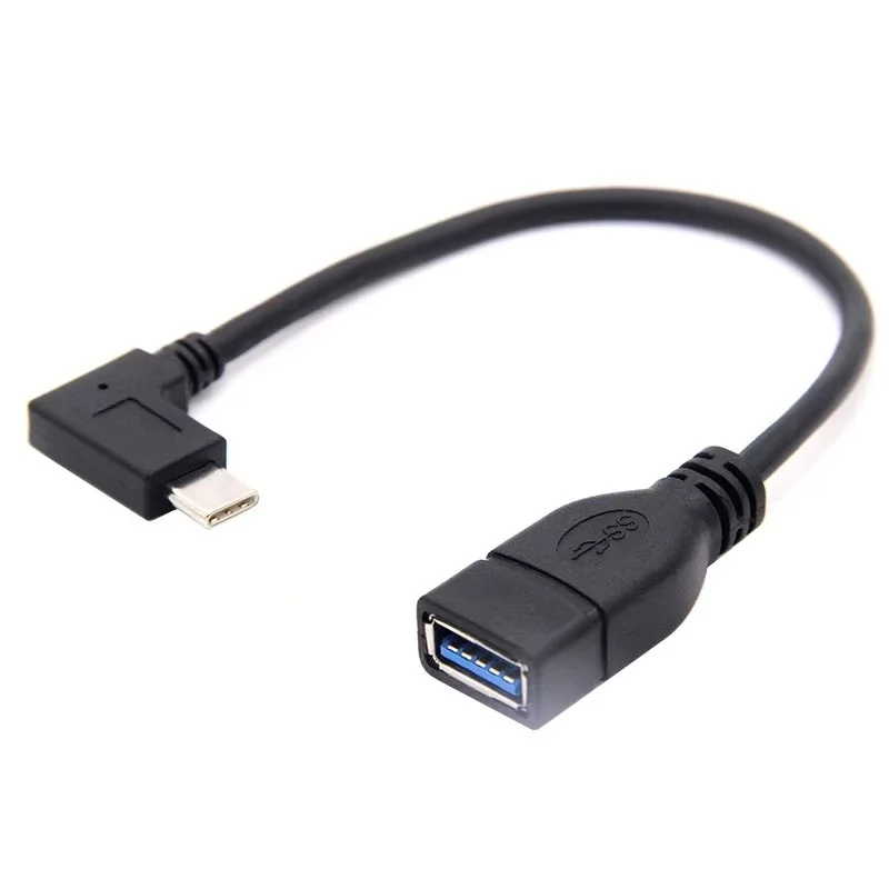 10cm 90 Degree Right Angled USB-C USB 3.1 Type C Male to A Female OTG Data Cable for Tablet Mobile Phone