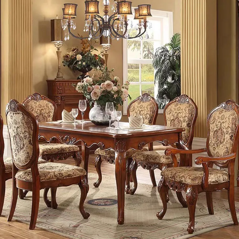 Wooden Wedding Dining Chairs Vintage Vanity Throne Stool Restaurant Replica Dining Chairs Luxury Stoel Chinese Style Furniture