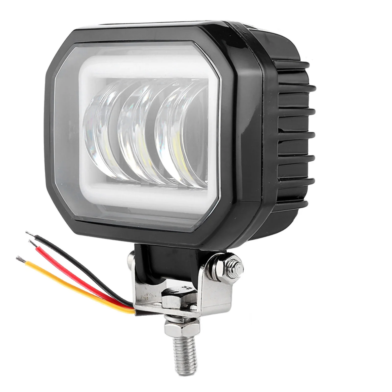 LED Work Light 3.5in 6000K 30W Waterproof Square Angel Eyes Lamp for Car ATV Boat OffRoad Vehicle