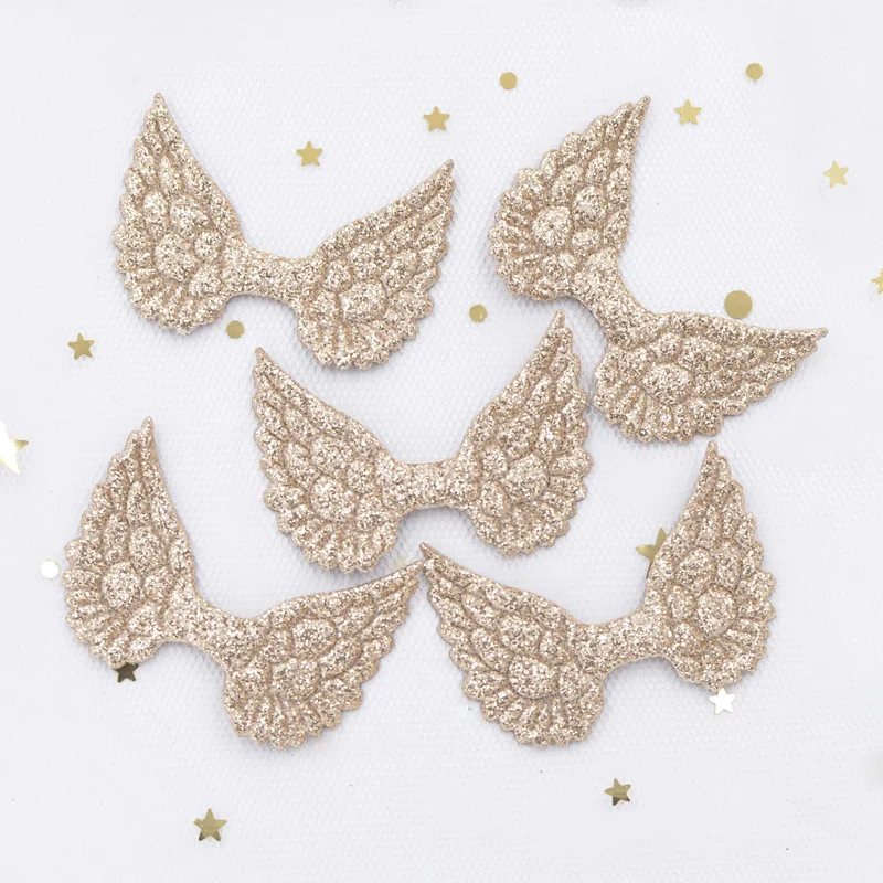20 piezas 46*32mm polvos brillantes alas de Ángel apliques coloridos ala de Cupido ala de hada para ropa DIY sombrero sombreros decoración parches