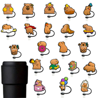 New 1-20Pcs Cute Capybara Series Straw Covers For Stanley Water Glass Bottle Dust Cap Straw Tip Cover Cup Accessories For 10mm