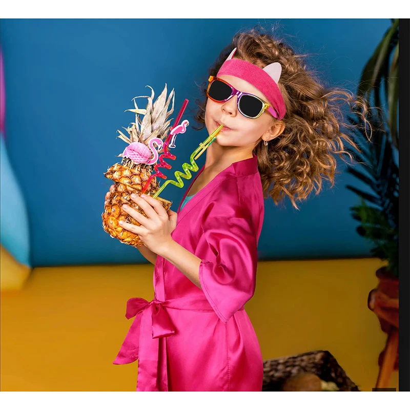 

5 упаковок спа-халатов для вечеринки, пижама, пижама, халаты для дня рождения, шелковые атласные халаты «сделай сам», с повязкой на голову