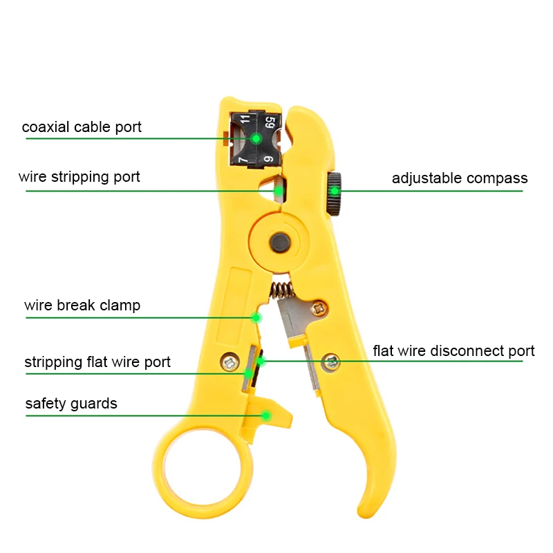 Imagem -02 - Alicates de Prensagem de Cabo Coaxial com Conectores de Compressão f Bnc Wire Stripper Crimper Tool Kit Rg6 Rg59 Rg7 Rg11 23 Pcs