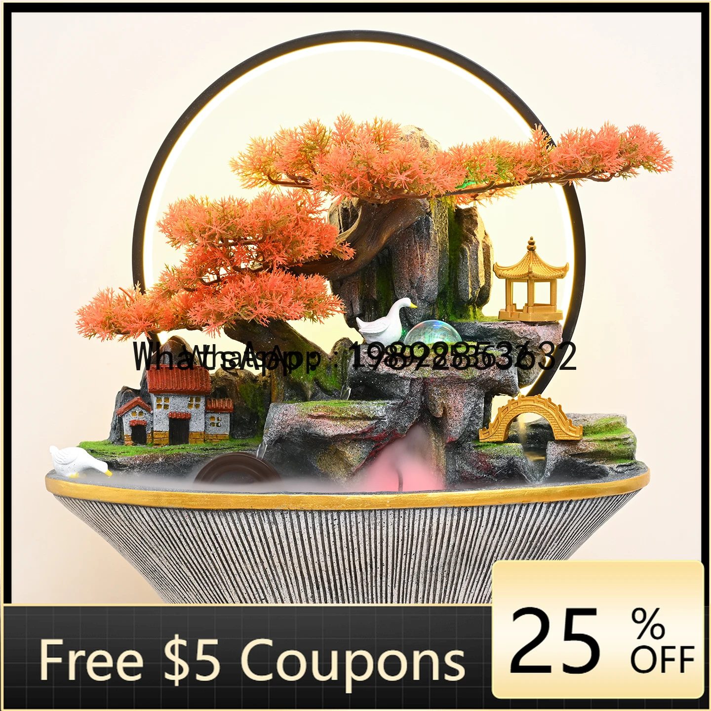 

Fake Mountain Water Fountain Ornament for Living Room Entrance TV Cabinet Side Decoration