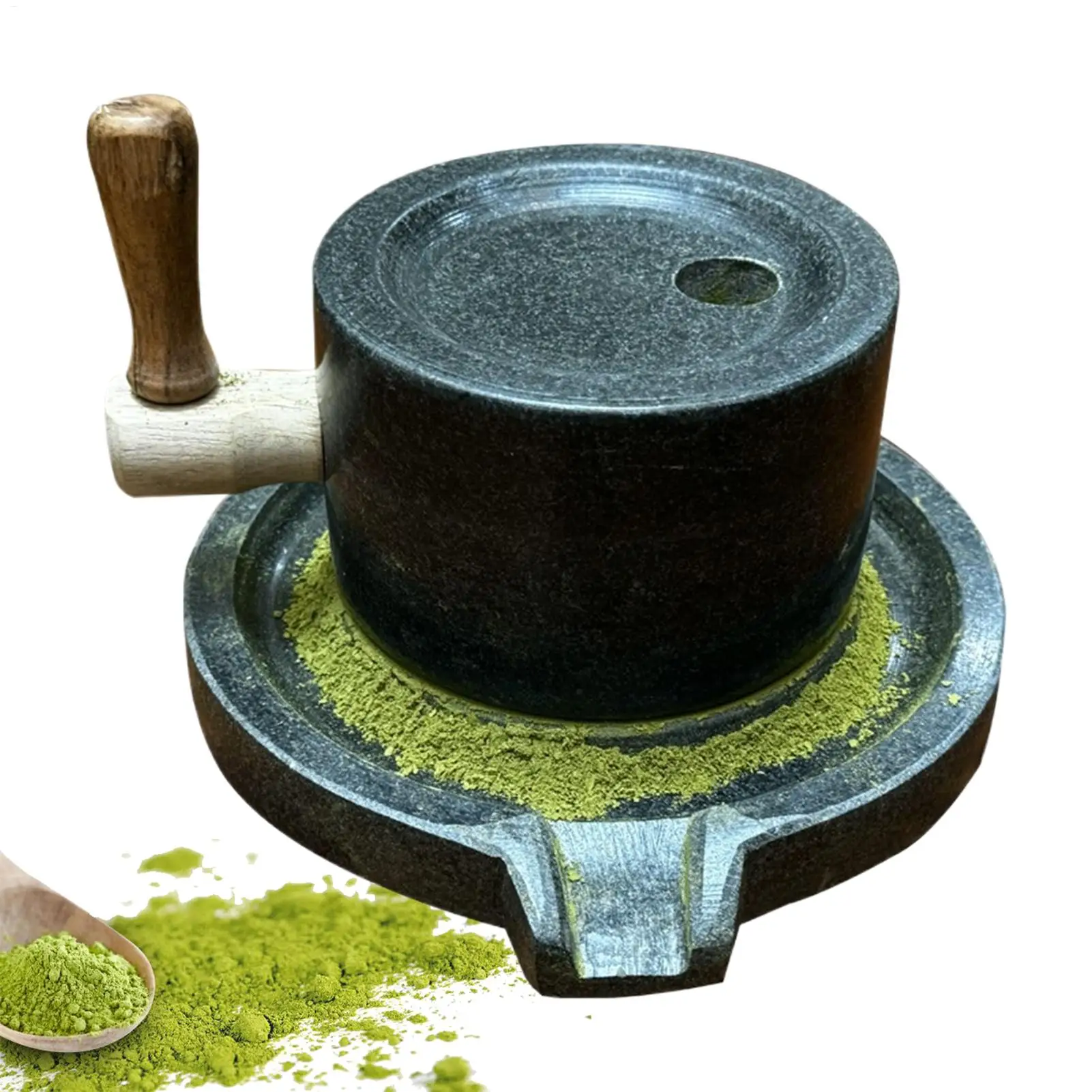 Handmade Stone Mill Manual Grain Powder Grinder  Matcha making tool Hand Grinding Equipment for kitchen baking restaurant Flour