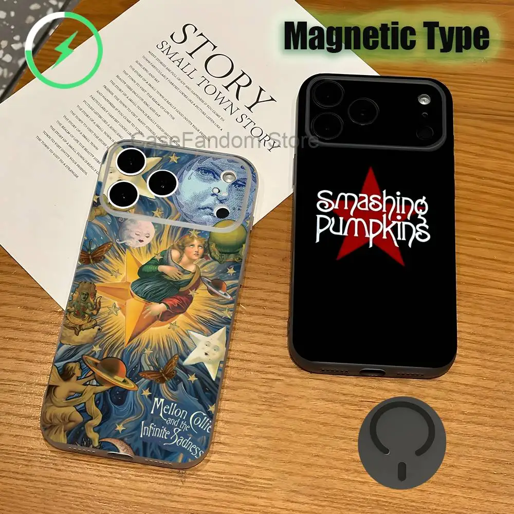 

Band The S-Smashing Pumpkins Shockproof Transparent gray Phone Case For iPhone 17,16,15,14,13,12,Pro,Max,Plus,Magnetic Charging