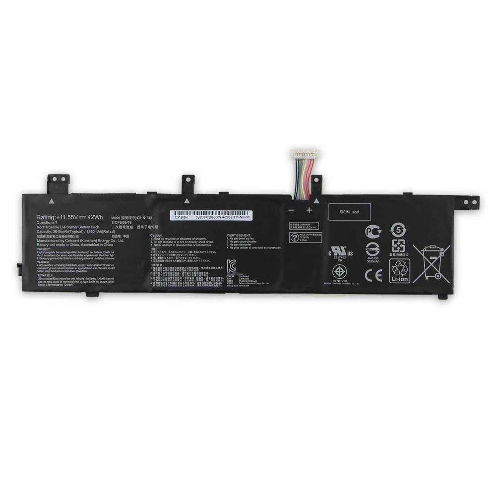 Premium Replacement Battery C31N1843 For ASUS VivoBook S14 S432 S432FL S432FA VivoBook S15 S532 S532FA S532FL X432FL 3640mAh