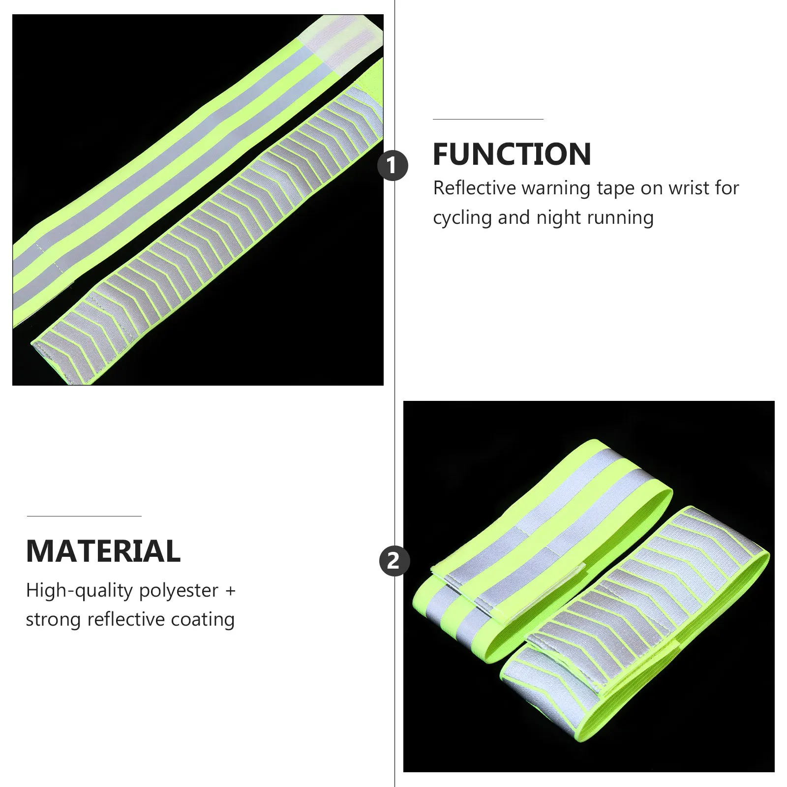 

4Pcs Reflective Wristbands Flexible Comfortable Safety Bands for Night Running Cycling Hiking Mountain Climbing