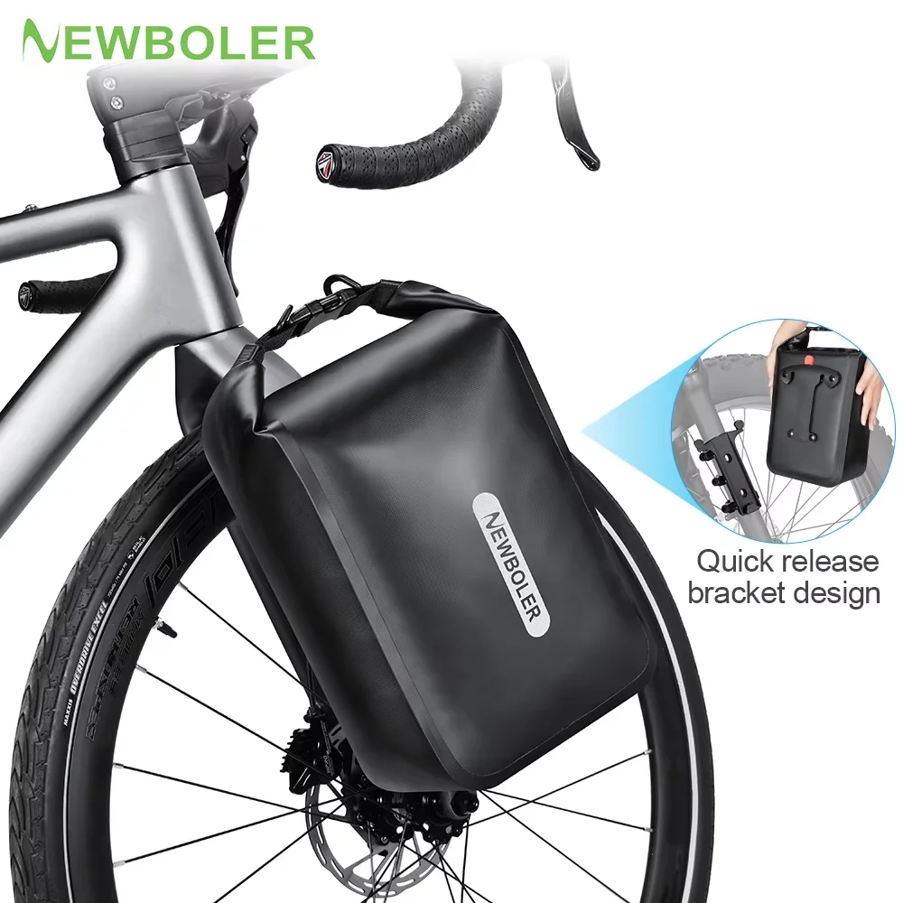 NEWBOLER 10L Wodoodporna Elektryczna Torba Rowerowa na Rower Myśliwski, Torba na Widelec z Szybkim Zwalnianiem, Torba na Tylny Bagażnik Roweru Elektrycznego, Torba Rowerowa