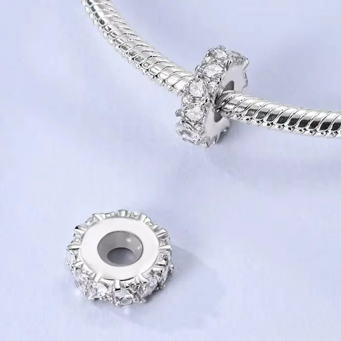 

Charm 925 Sterling Sliver Zircon Rubber Stopper Clip Bead Fit Bracelet Making For Woman Fine Jewelry
