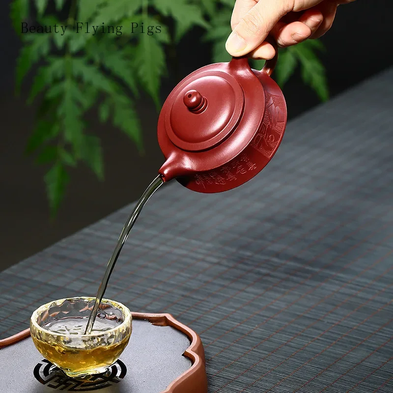 12.4X6.2CM Chinese style handmade Dahongpao Zhou Pan Purple Sand Tea Pot Gift Tea Ceremony Tea Set chinese tea 110ml