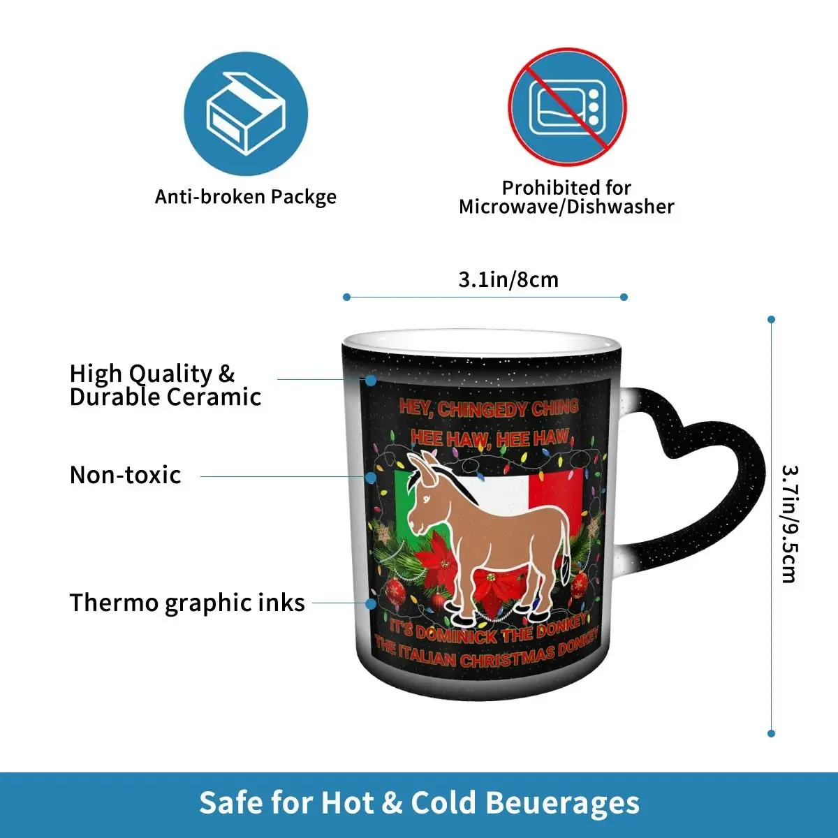 Dominick The Italian Christmas Donkey Mug Funny Ceramic Coffee Cups Tea Mugs Milk Cup Drinkware Gift for Friends view 3