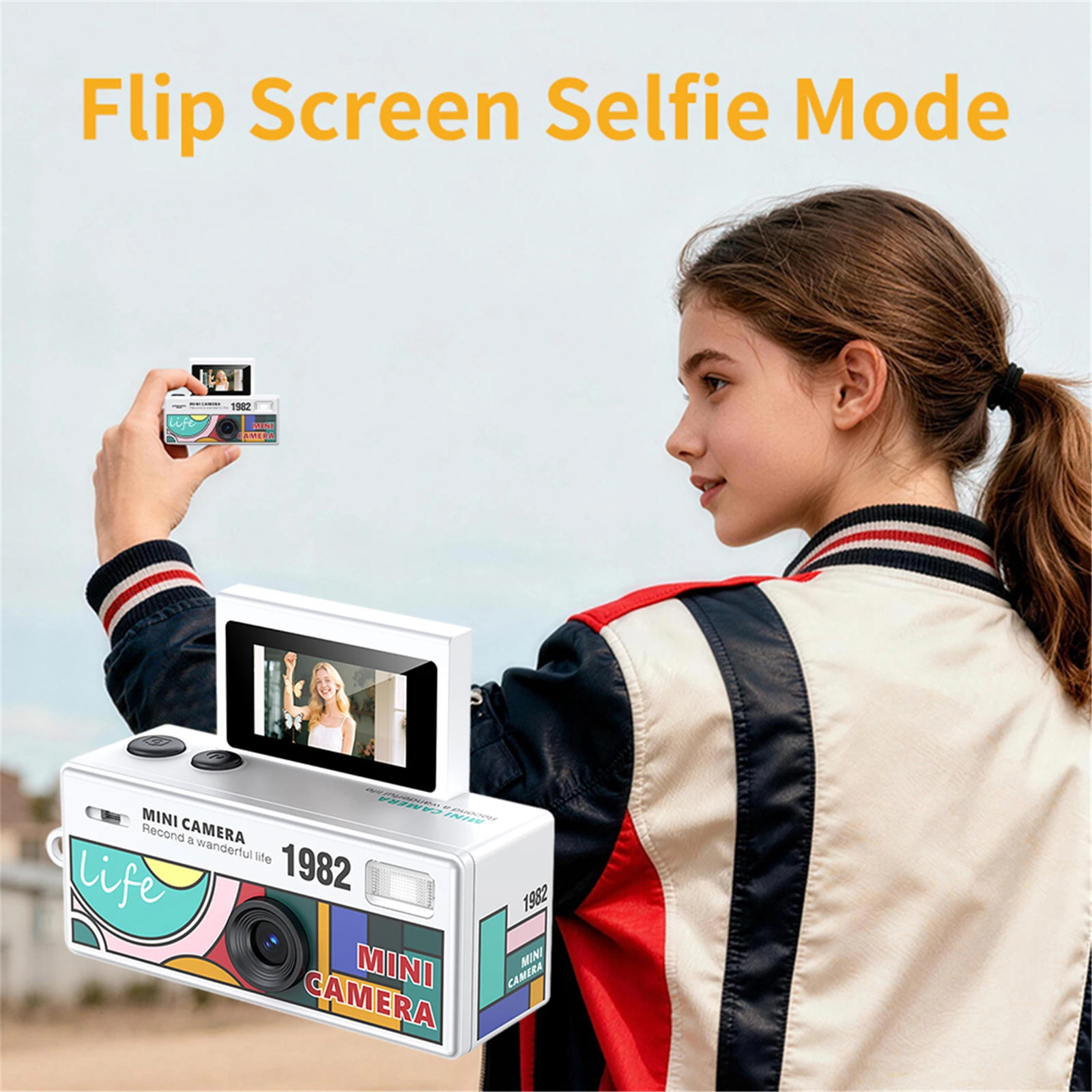 Keychain Digital Camera 1080P Retro Small Video Recorder Camcorder Support Memory Card for Travel Recording Birthday Gifts
