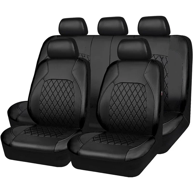 Universal PU Leather Car Seat Covers Full Set for 5 Seats Car Interior Accessories All-season Auto Seat Cover Fit for Most Cars