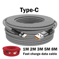 6A Extended USB TYPE-C Cable Braided Data Cable Suitable for Samsung, Huawei,Xiaomi Switch, Sony PS5 TYPE-C 8m,5m,3m,2m,1m Cable