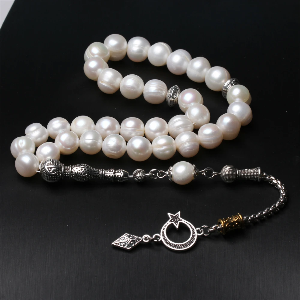 Islamic Rosary Necklace 11-12mm Size natural freshwater pearl Muslim Prayer beads islamic tasbih misbaha subha Wedding Gift