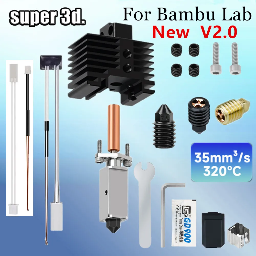 

Для Bambu Lab X1 P1P Hotend Kit обновление Bi-metal Heatbreak насадка с высоким потоком CHT термистор нагрев для Bambulab X1C Hotend V2.0
