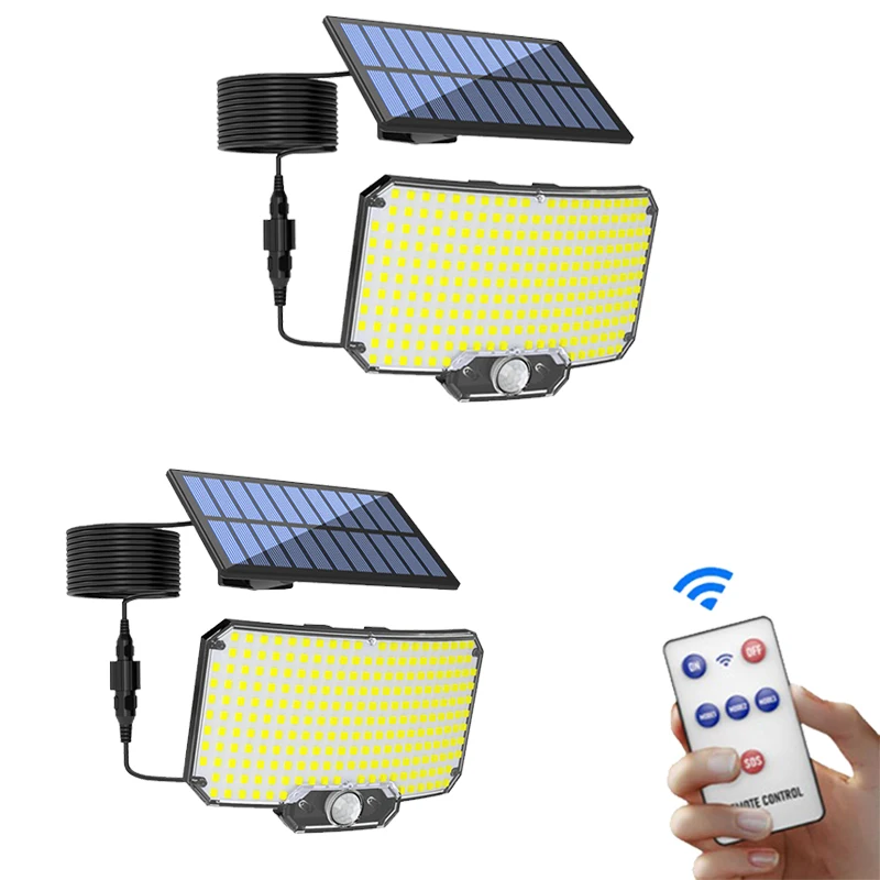 234 luces solares LED para exteriores, Sensor de movimiento humano, luces de pared de inundación de seguridad para Patio, garaje, patio y jardín