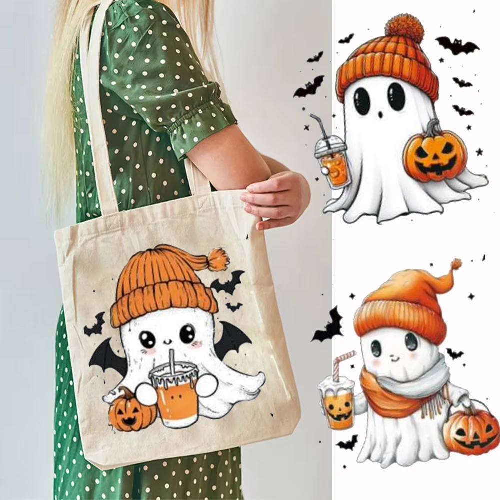 

Personalised Trick or Treat Bag Custom Name Halloween Party Candy Bucket Bag Ghost Bat Tote Bags Portable Cookie Basket Kid Gift