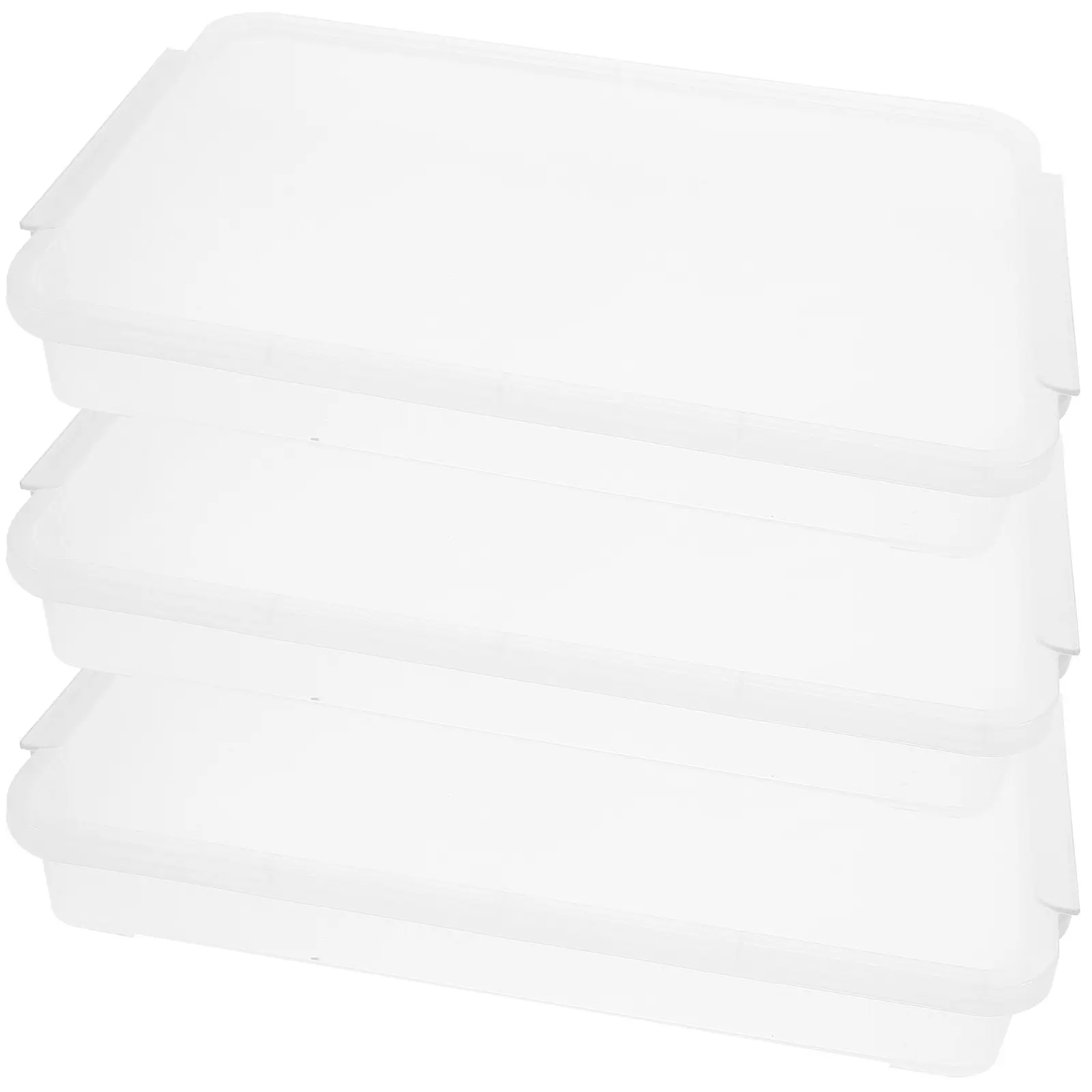 

3Pcs Clear Plastic Storage Box Stackable File Organizer with Lid for Photos Documents Checks Receipts Home Office Use