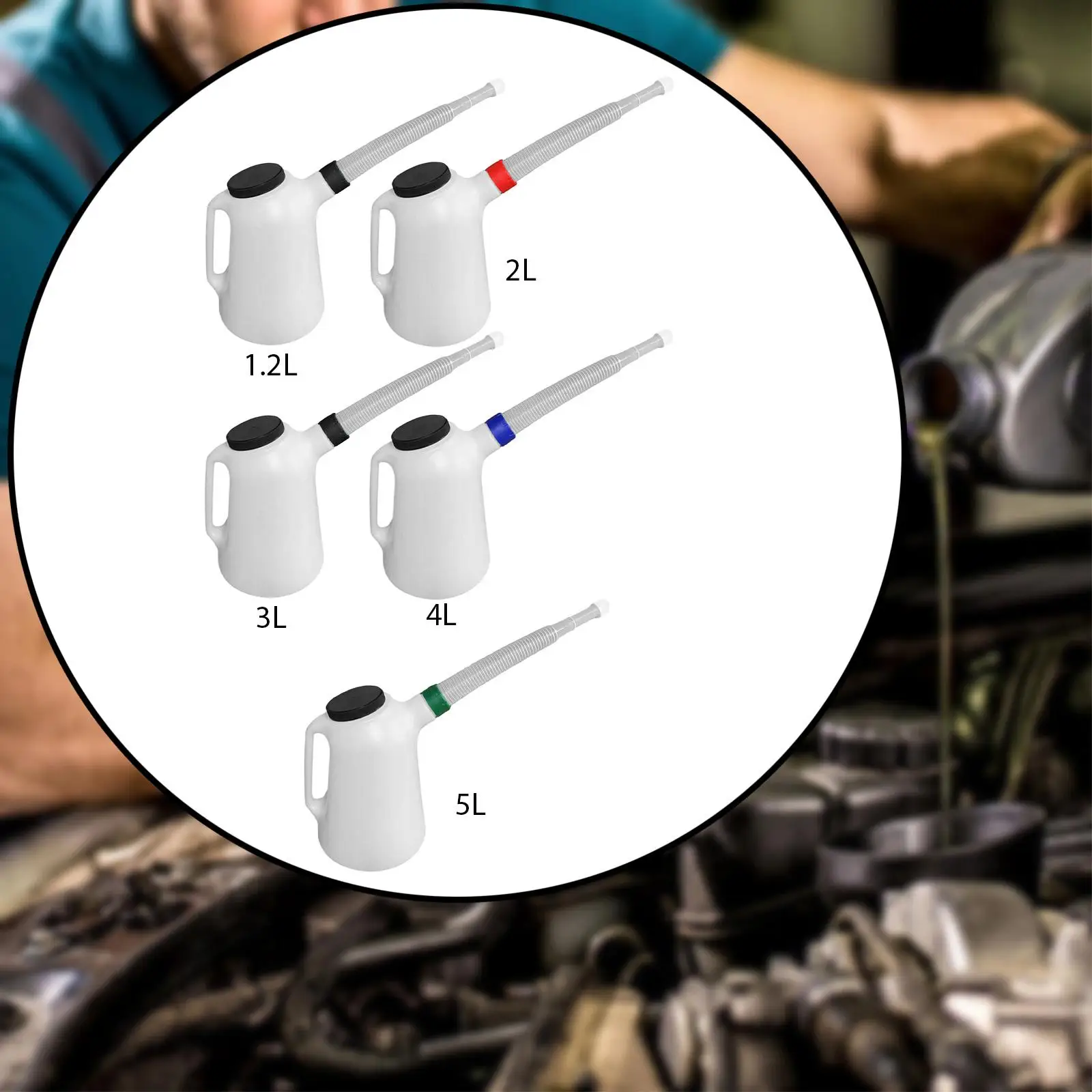 Oil Measuring Jug with Cap PP Plastic Dustproof Oil Container for Automotive Fluids Car Garage Use