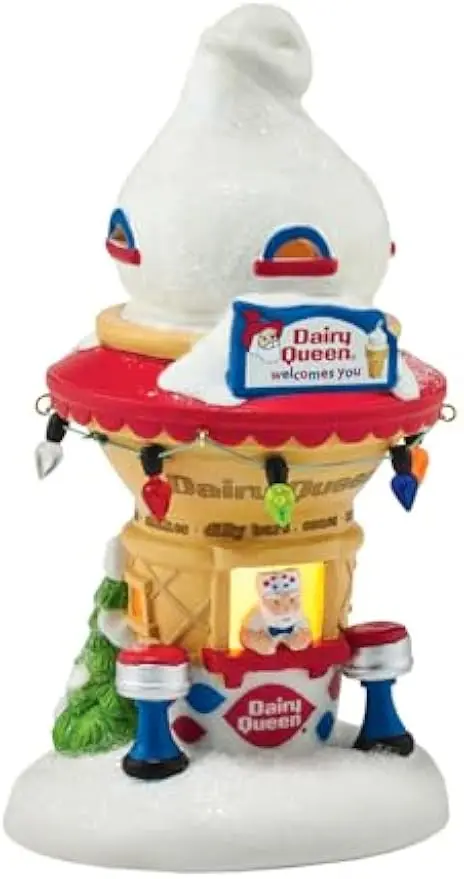 

Santa's Dairy Queen Ice Cream Cone Lit Building, 5.2 Inch, Multicolor Porcelain Decor
