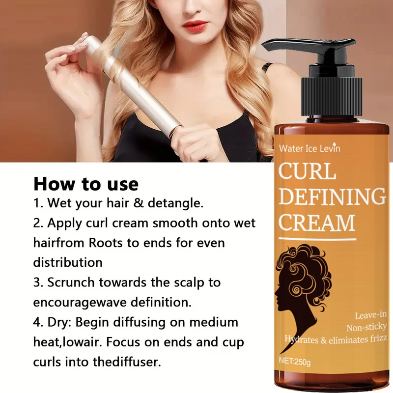 محسن تجعيد الشعر المرطب والمحدد، مناسب للشعر الجاف، مناسب للرجال والنساء، 100 جرام، أساسيات العناية بالشعر | سطح لامع | كريم الترطيب #6