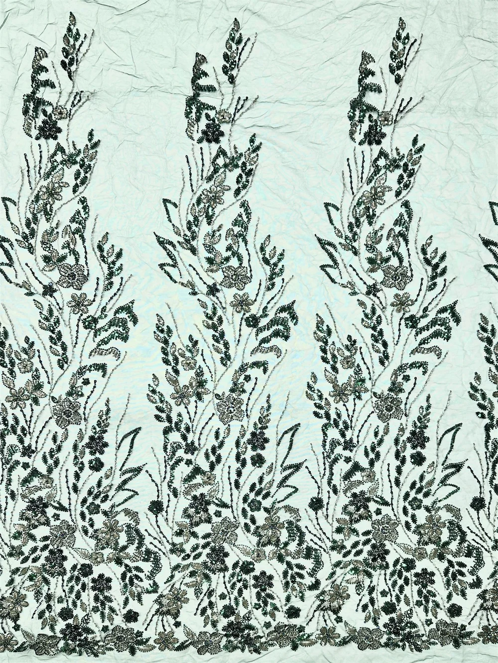 Зеленая африканская кружевная ткань с бисером, 2021, высокое качество, нигерийские блестки, французский тюль, материал для свадебного платья, женское платье