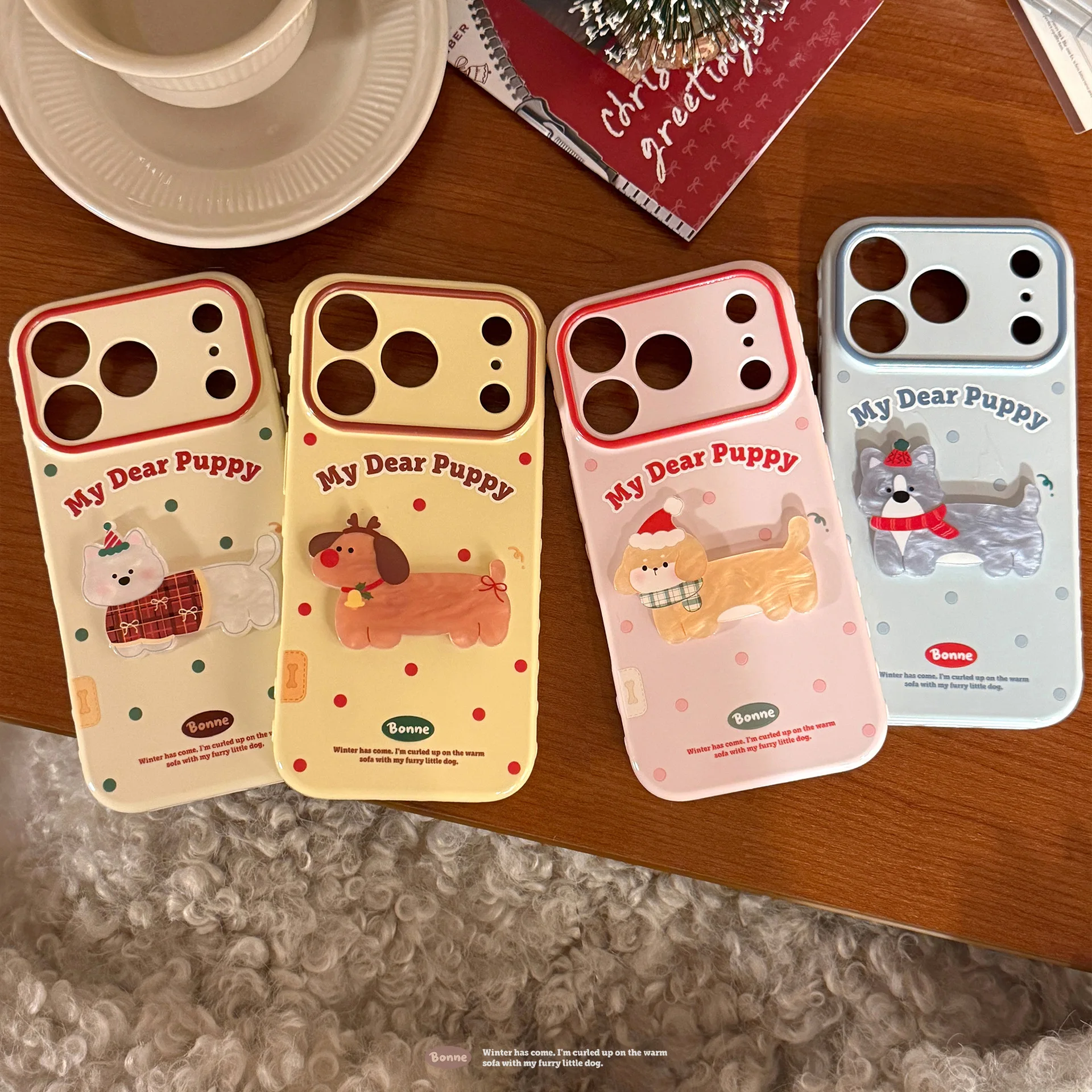 Koreanische Polka Dots 3D Cartoon Shell Muster Tiere Weihnachten Telefon Fall Für iPhone 17 16 15 14 13 12 Pro max Stoßfest Abdeckung
