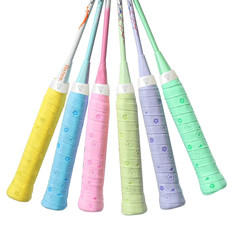 1Pc PU Badminton Handle Wrap Tape Non-slip Cherry Blossom Print Badminton Overgrip Sweat-absorbent Badminton Racket Handle Grip