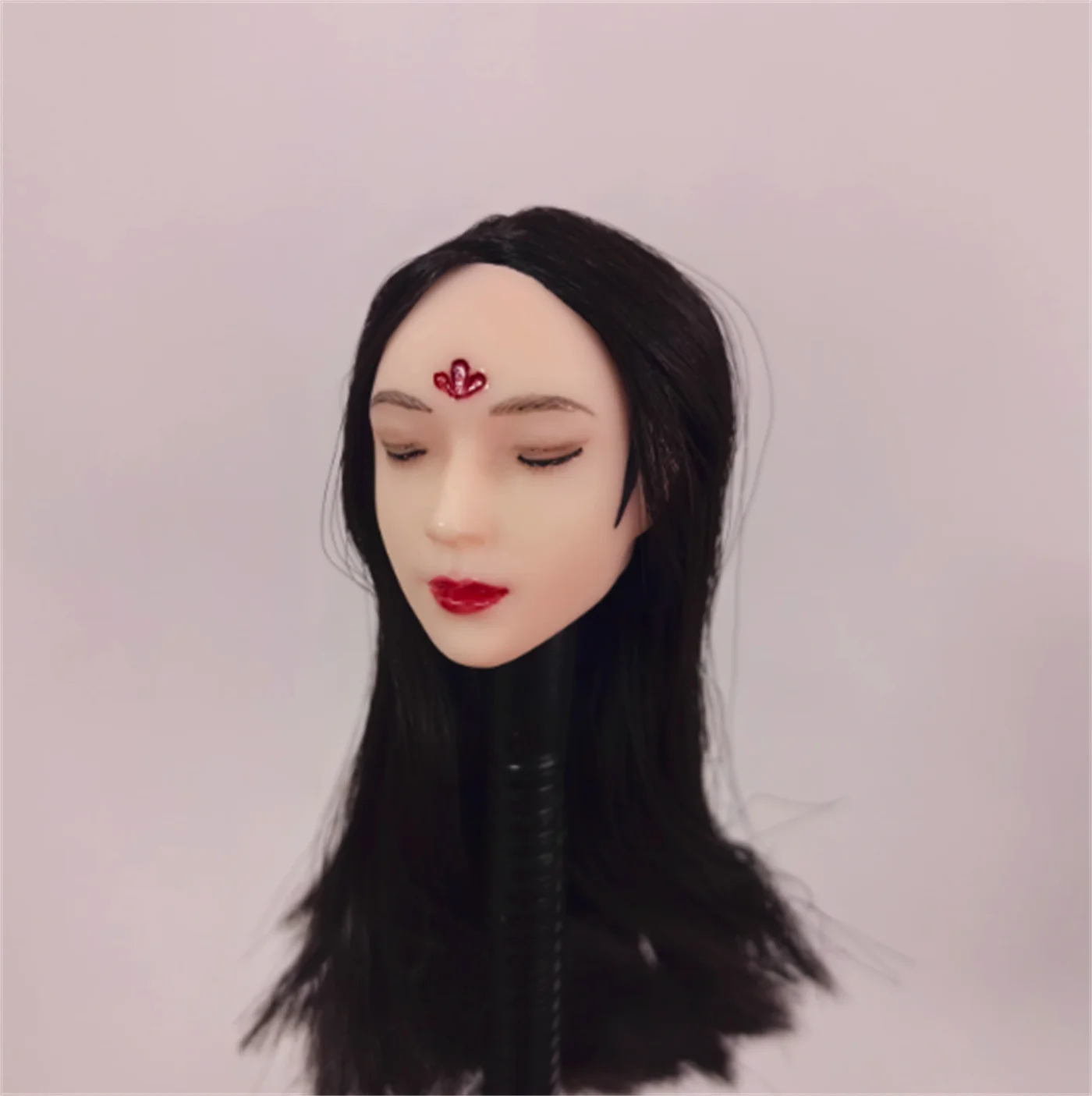 

1/6 Closed Eye Expression Sleep Head Sculpt Black Hair Anime doll For 12inch TBleague Phicen Action Figure Model toys