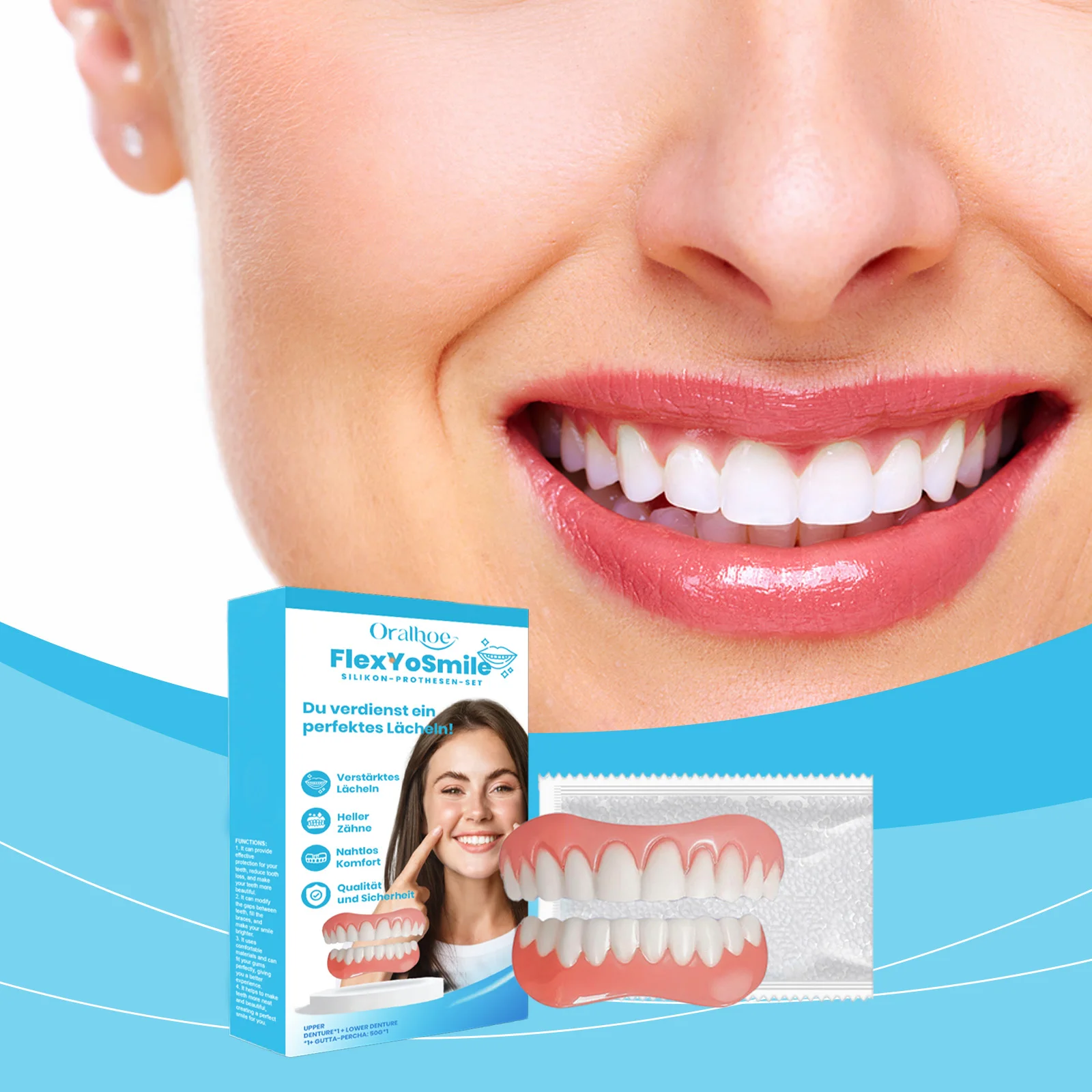 Temporary False Teeth Instant Smile Upper Lower Veneer Denture Dental Fills Gaps Whitening Teeth Dental Modification Denture
