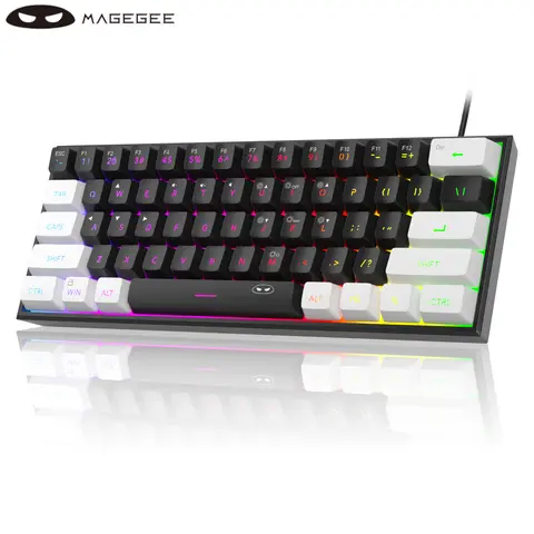 MageGee TS91 60% 컴팩트 유선 키보드 61 키 RGB 백라이트 Windows PC 용 소형 휴대용 사무용 컴퓨터 멤브레인 키보드