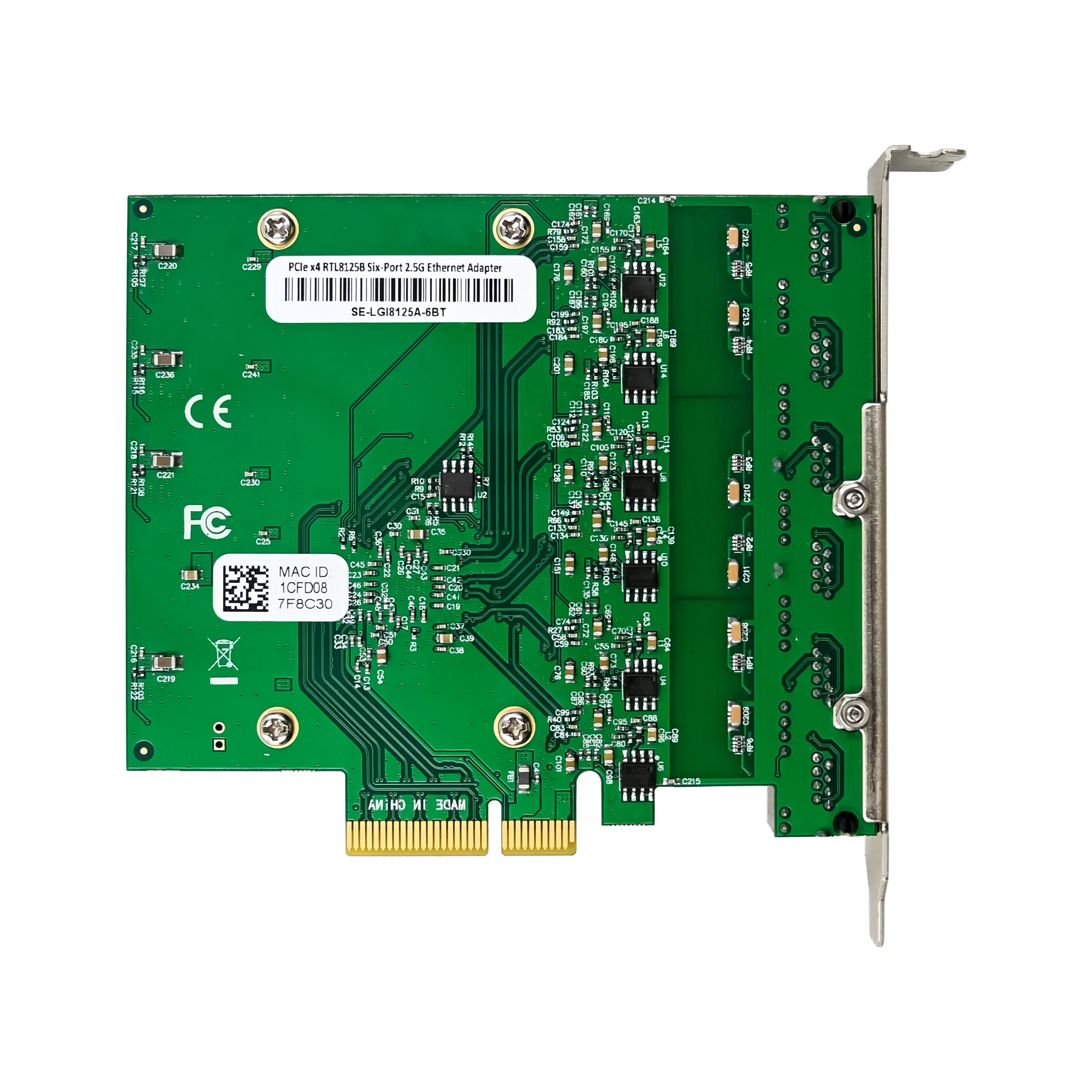 PCIe X4 RTL8125B Seis- 2.5G Cobre Ethernet NIC