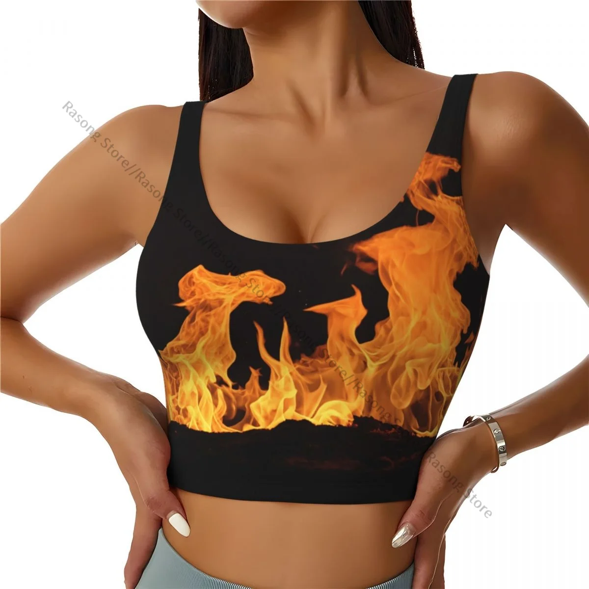 

Женский сексуальный спортивный жилет Fire Flame, женская уличная одежда, спортивное нижнее белье, укороченный топ