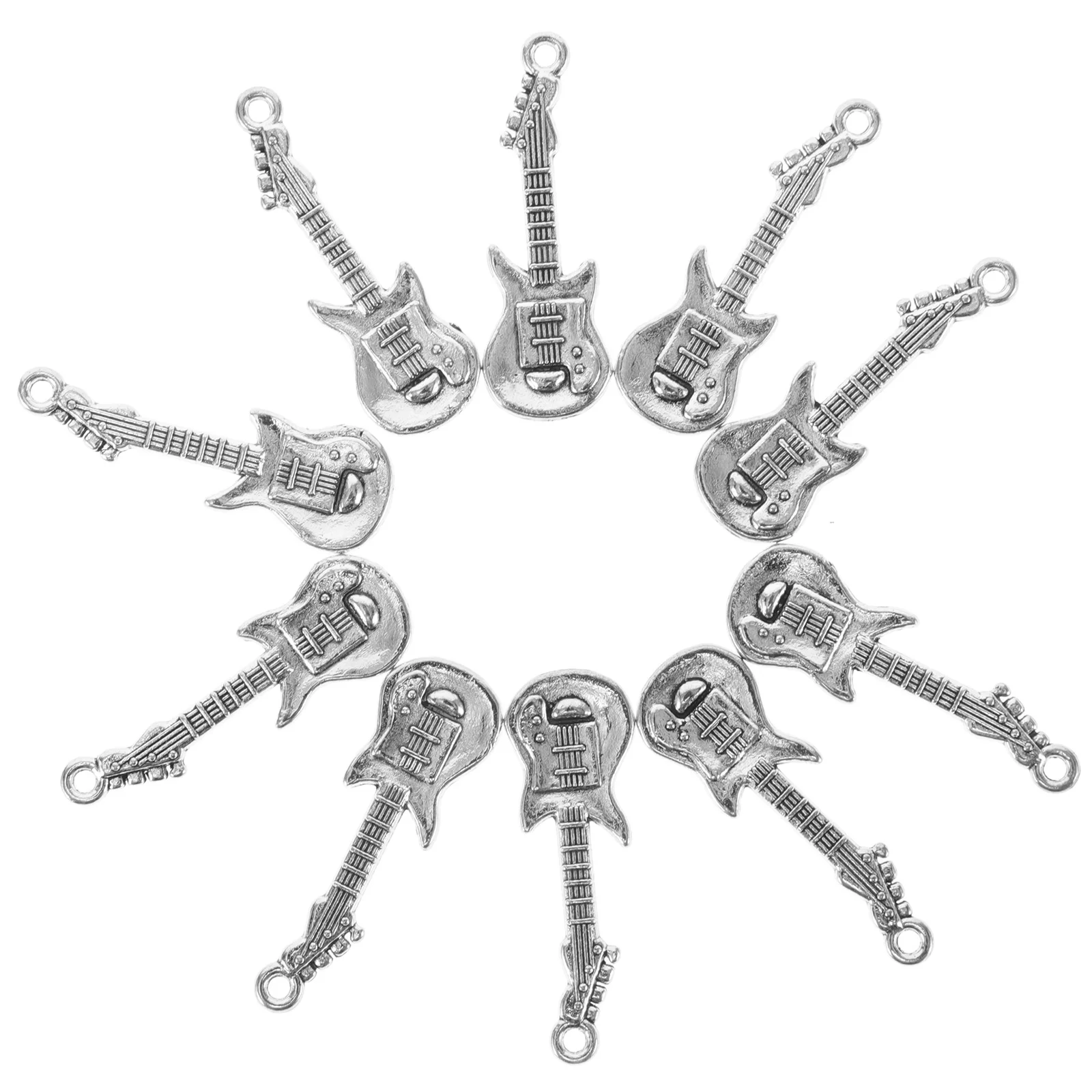 

20PCS Vintage Alloy Guitar Pendants Charms DIY Jewelry Making Accessory for Necklace Bracelet ( Silver)